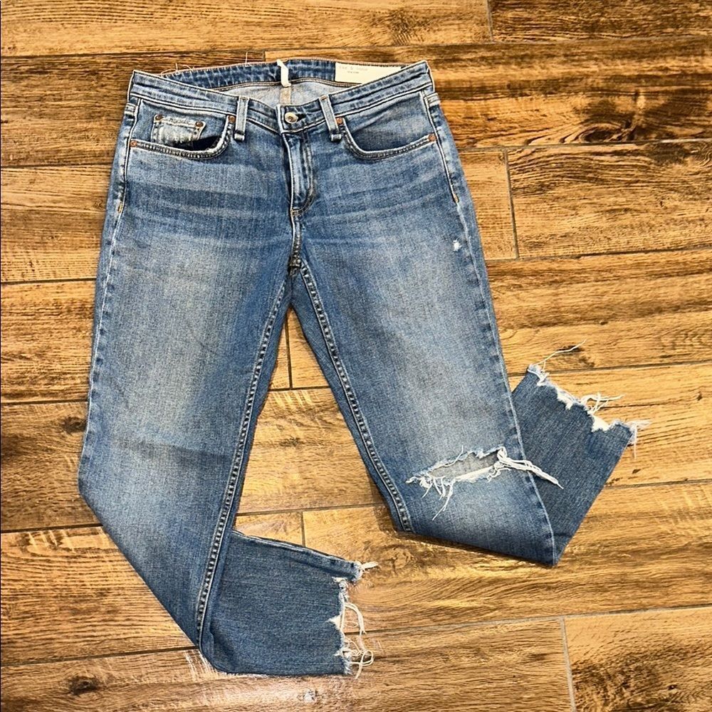 ✨ Rag’n’Bone DRE Low Rise Slim Boyfriend Jeans - Distressed Medium Wash, Size 26